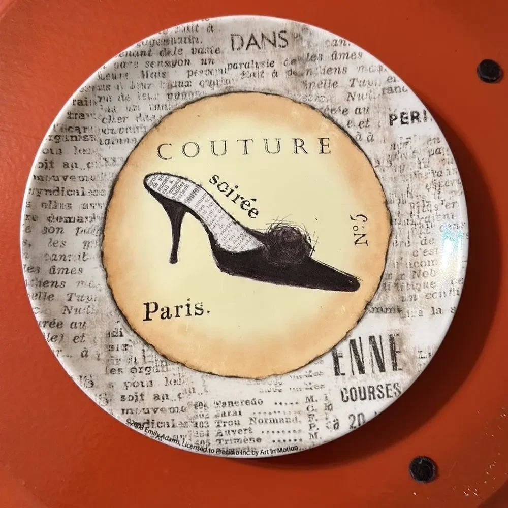 Precioso Set of 4 Paris No 5 Soirée Couture Mini Petite Dessert Stiletto Plates